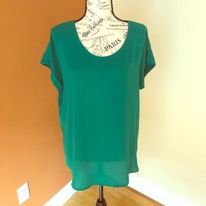 Pleione Kelly Green Short Sleeve Blouse